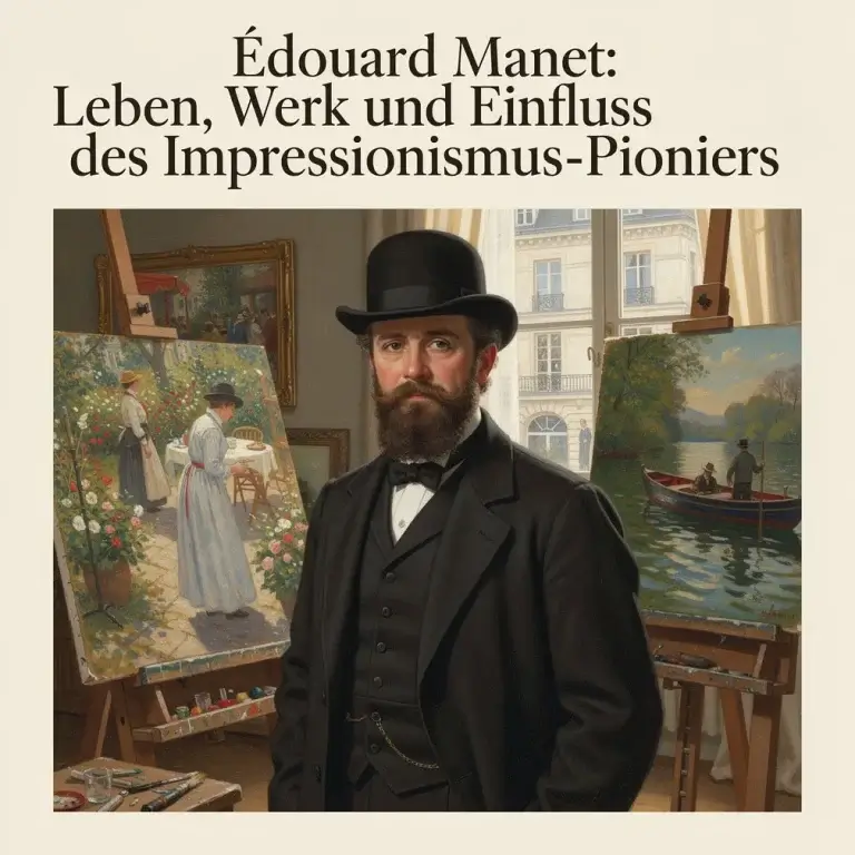 Édouard Manet, Pionier des Impressionismus, porträtiert in einer historischen Darstellung seines künstlerischen Schaffens.